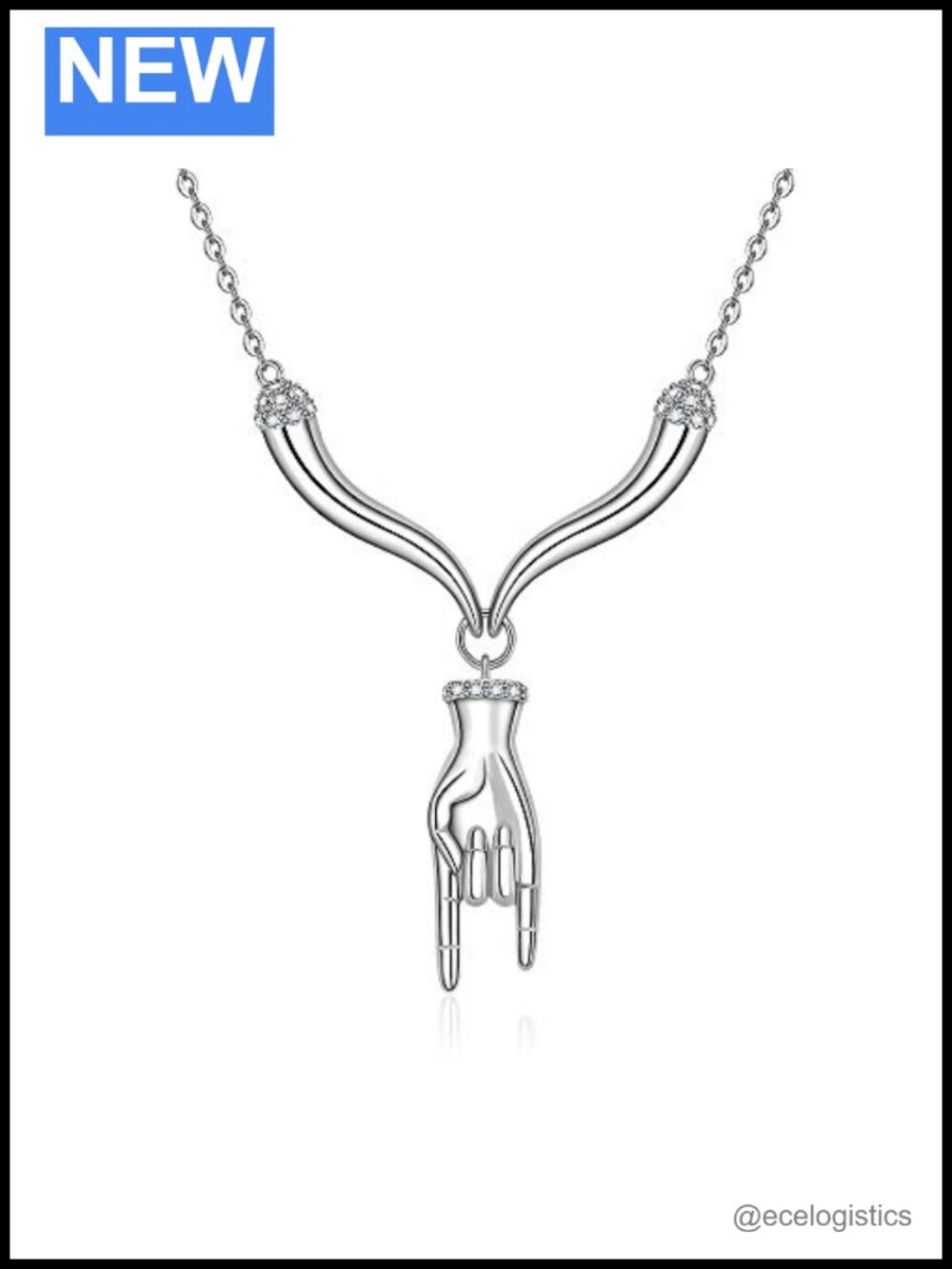 Italian Horn Necklace S925 Sterling Silver Hand Horns Pepper Pendant Good Luck